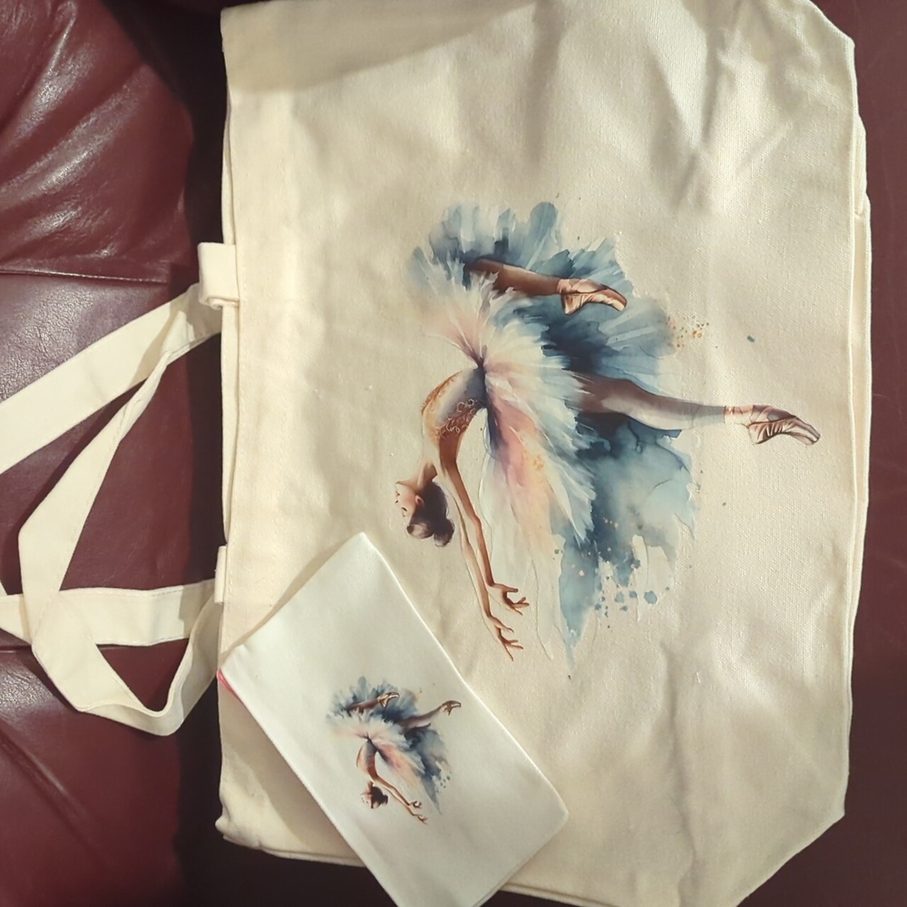 NWT 🩰 PRIMA BALLERINA 🩰 Cotton TOTE & POUCHETTE Bundle 🌿PEACE GARDEN DESIGNS